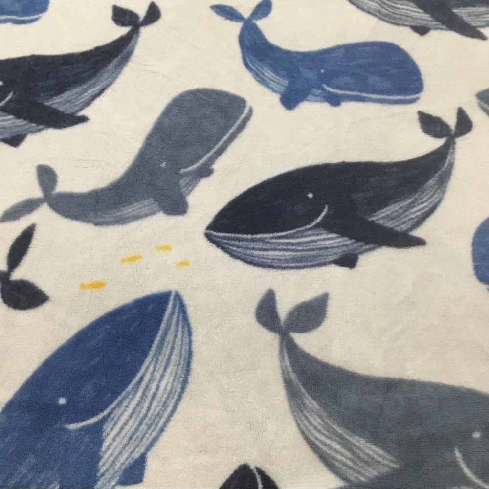 Cloud Island Plush Baby Blanket 27 x 38” Blue Whales Yellow Fish Lovey